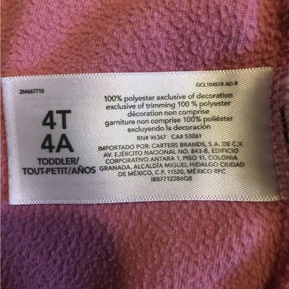 Osh Kosh B’Gosh 4T Girls Full Zip Pink Fleece Jacket - Picture 4 of 5